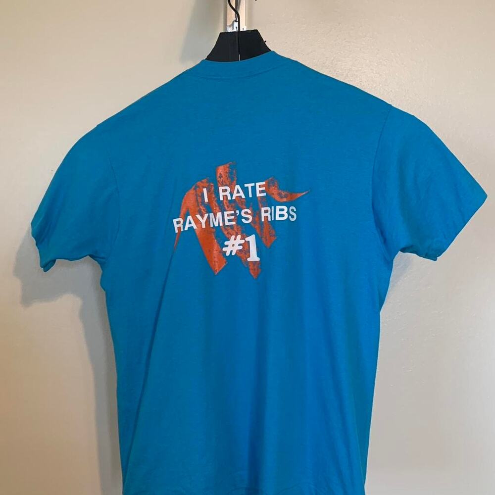 Vintage 2000s graphic tee with Rayme's ribs design